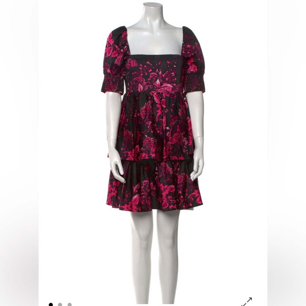NWT Alice + Olivia Emmalou Tiered Puff Sleeve Mini Dress - Picture 6 of 13